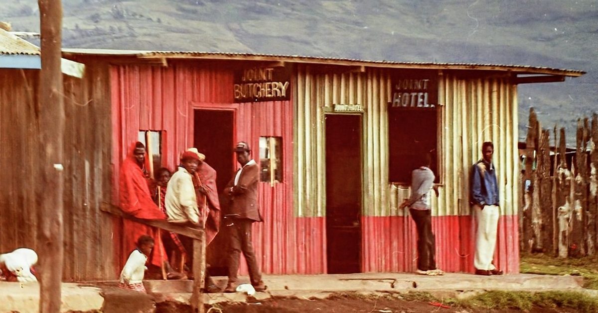 Small roadside butchery and hotel businesses in Kenya
