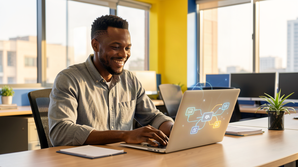 Kenyan small business owner using AI automation to save time on WhatsApp and operations
