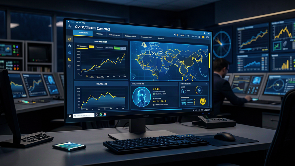 AI operations command center dashboard showing live business metrics and automation