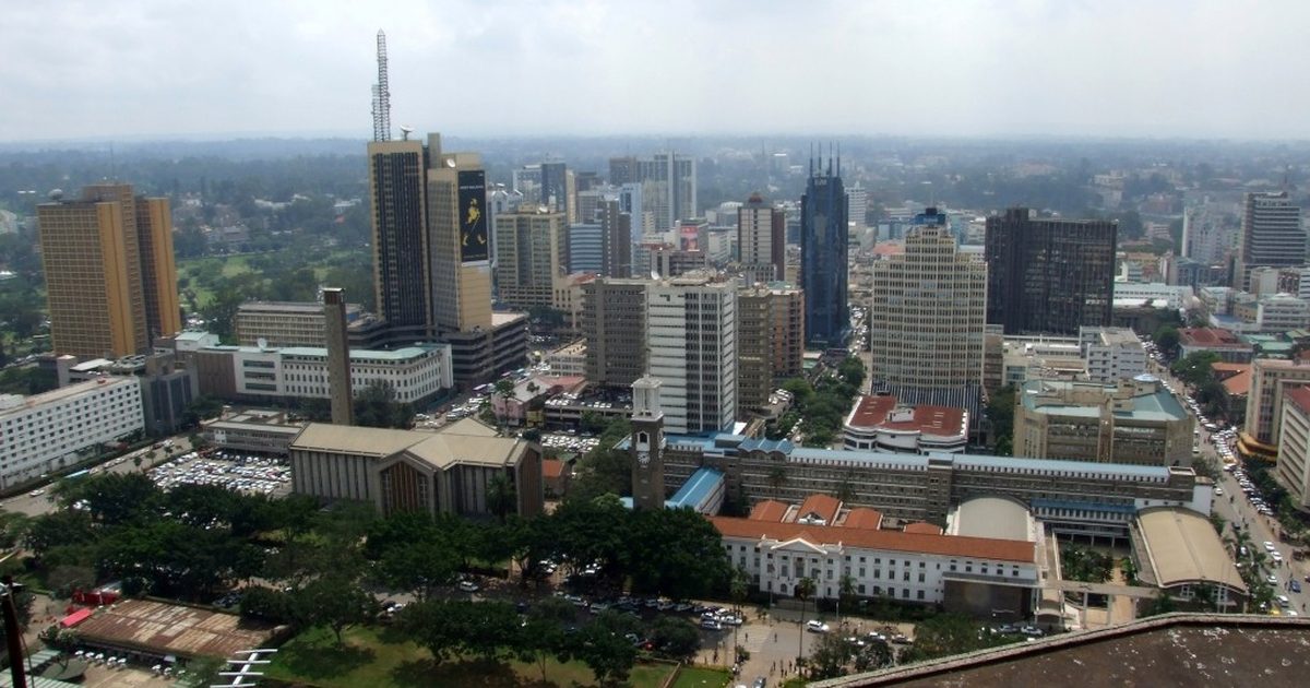 Aerial view of Nairobi's central business district